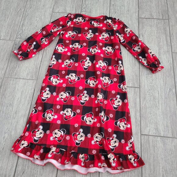 Disney Minnie Mouse Toddler Girl Holiday Nightgown Red Plaid Long Sleeve Size 4T - Picture 9 of 9